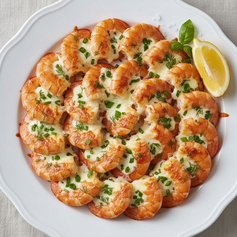 Креветки, фаршированные сыром и зеленью