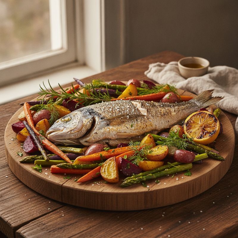 Рыба, запеченная с овощами