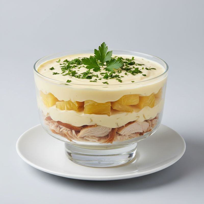 Салат с копченой курицей и ананасами