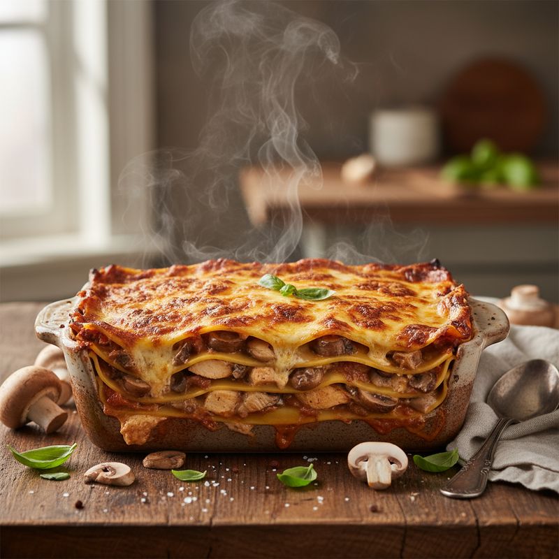 Лазанья с курицей и грибами
