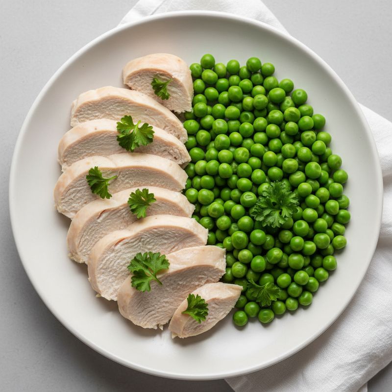 Отварная куриная грудка с зеленым горошком